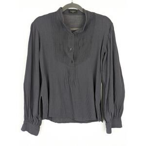 Sonia Fortuna Firenze Top Pleated Blouse Designer Charcoal Gray Italian Size S